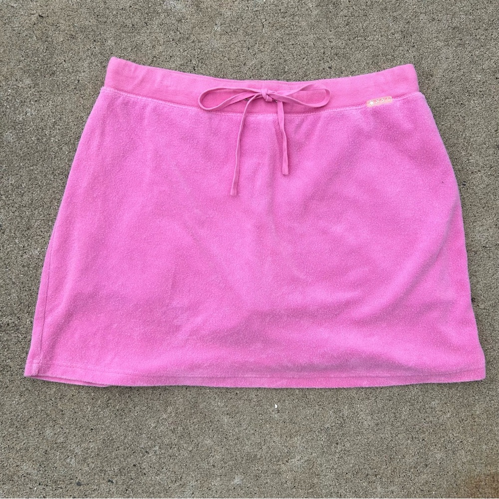 Vintage terry cloth pink mini skirt with shorts skort